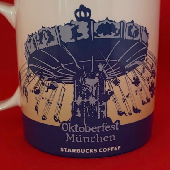 Starbucks Oktoberfest Munchen Coffee Mug Global Icon 2015 Tan Blue EUC 16 Oz. - Picture 8 of 9